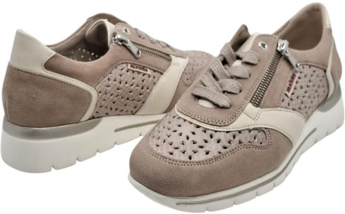 Mobils Ereen Perfo Sand Sneaker | Brede Comfortschoen met Uitneembare Zool