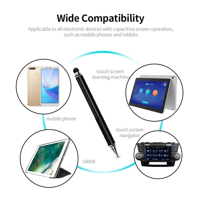 Stylet universel pour écran tactile, stylo capacitif à Double tête, stylo capacitif Portable et Durable gris