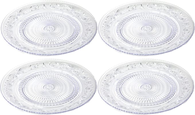 PlasticForte Onbreekbare Dinerborden - 6x - kunststof - kristal stijl - transparant - Dia 31 cm