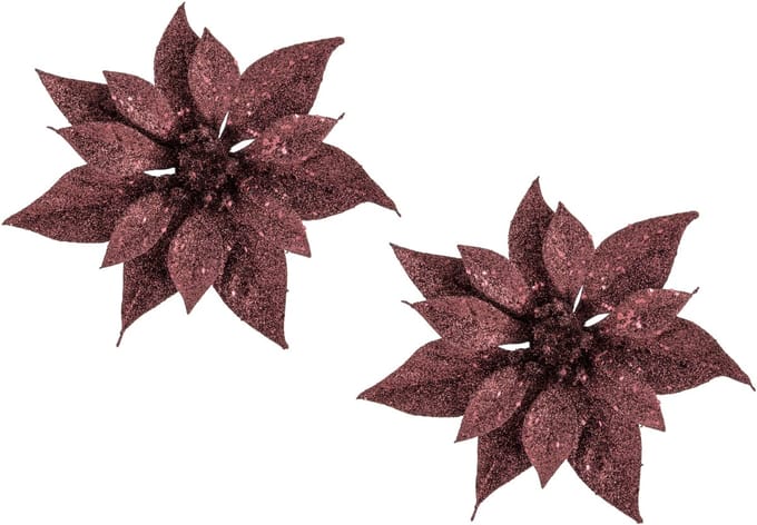 Kerstboomversiering Kerstster - 2x stuks - 18 cm - donkerrood - op clip - ornament - ster