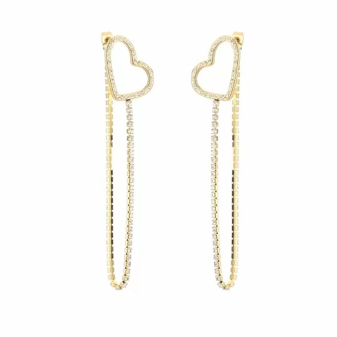 Bijoutheek Oorknoppen Strass hart ketting stenen Goud