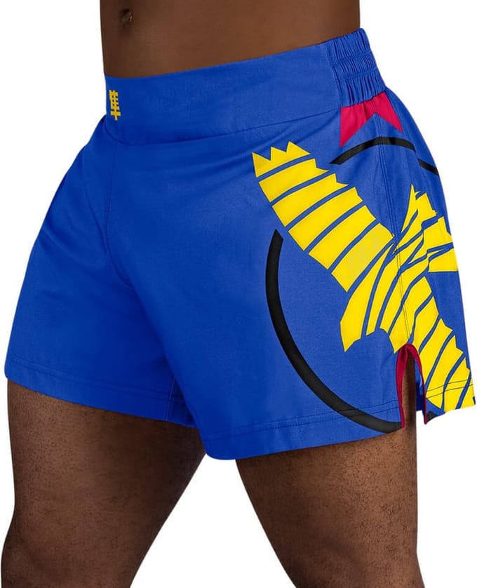 Hayabusa Icon Kickboxing Shorts - Blauw / Geel L