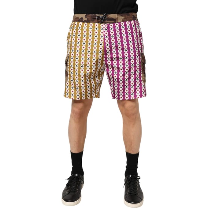 Dolce & Gabbana Multicolore Speelkaarten Camouflage Shorts Badmode