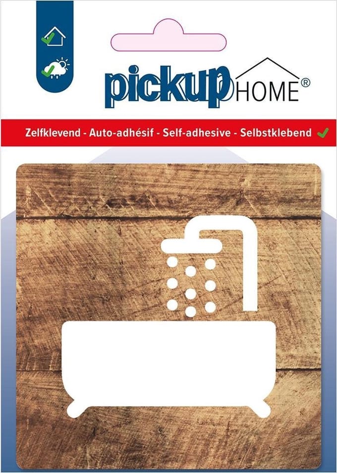 Pickup Badkamer hout - 90x90 mm Pictogram Route Acryl
