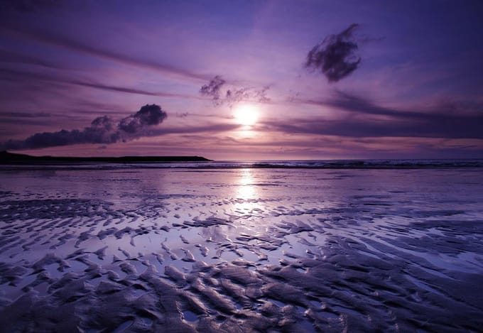 Fotobehang Beach Sunset | PANORAMIC - 250cm x 104cm | 130g/m2 Vlies