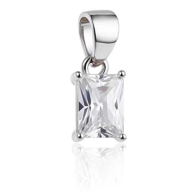 Zilveren emerald geslepen zirkonia hanger – echt zilver -7mm