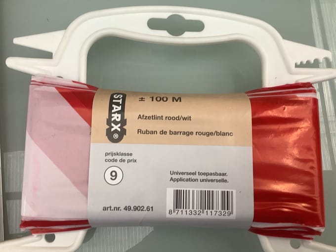 Starx afzet lint. 100 meter. Rood /Wit. Calamiteiten. Grens.