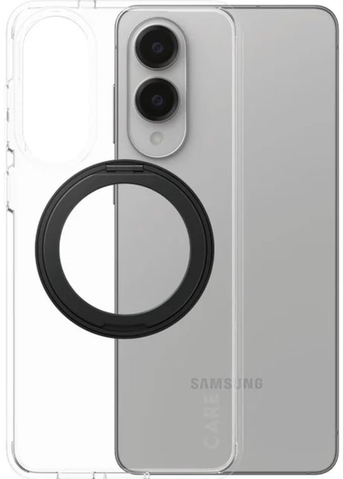 CARE by PanzerGlass Feature Case Transparent w. Black Kickstand & Qi Compatible Samsung S25 Edge