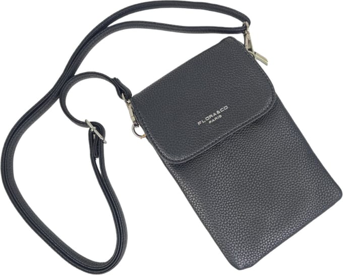 Flora&Co - Paris - Handig Crossbody hand/telefoontasje voor mobiel - gsm - zwart