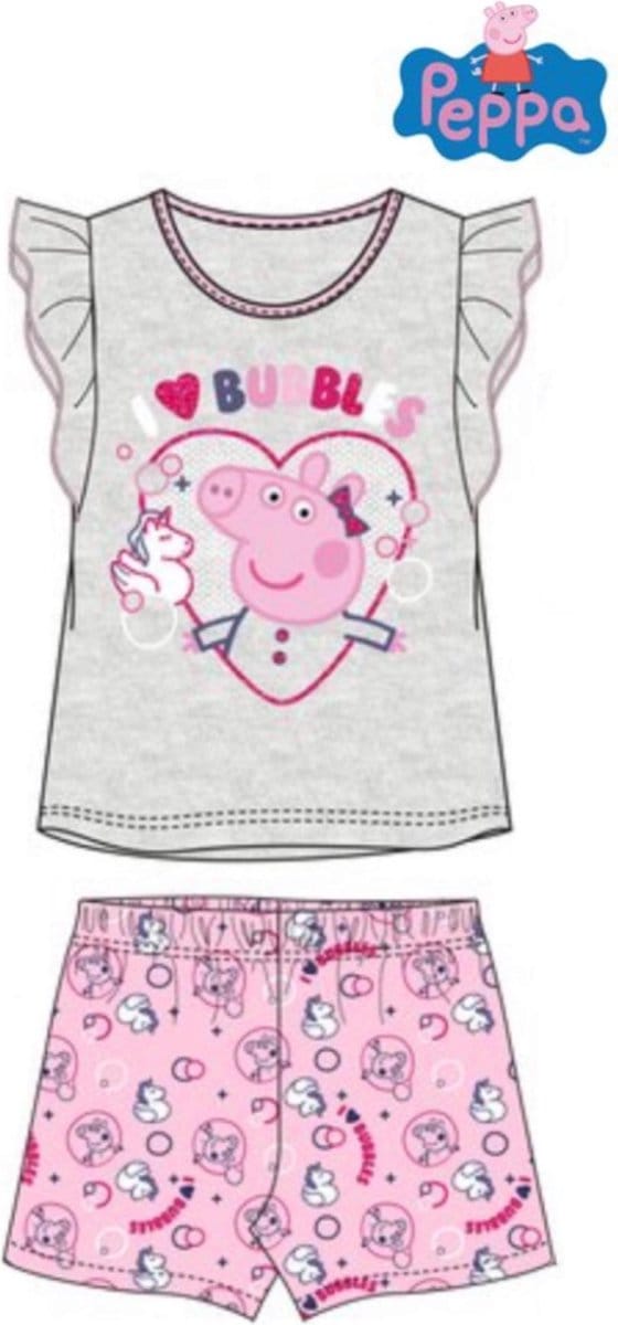 Peppa pig pyjama - grijs - roos - maat 116 / 6 jaar