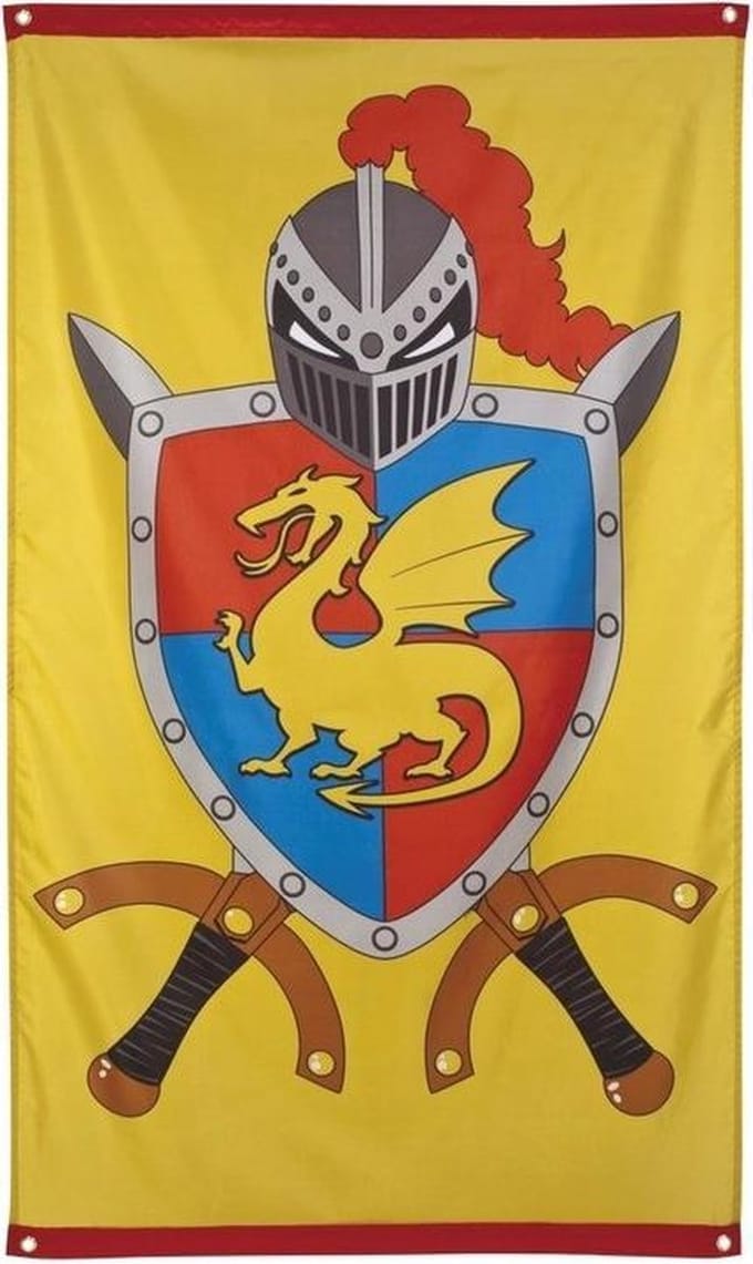 Ridder thema versiering vlag - 150 x 90 cm - polyester - feestartikelen verjaardag feest