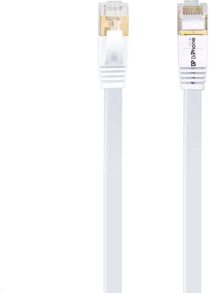 DrPhone UltraLink Platte CAT6 UTP Ethernet kabel - RJ45 Netwerk kabel - tot 1Gbps (1000 Mbps) - 0.5M - Wit