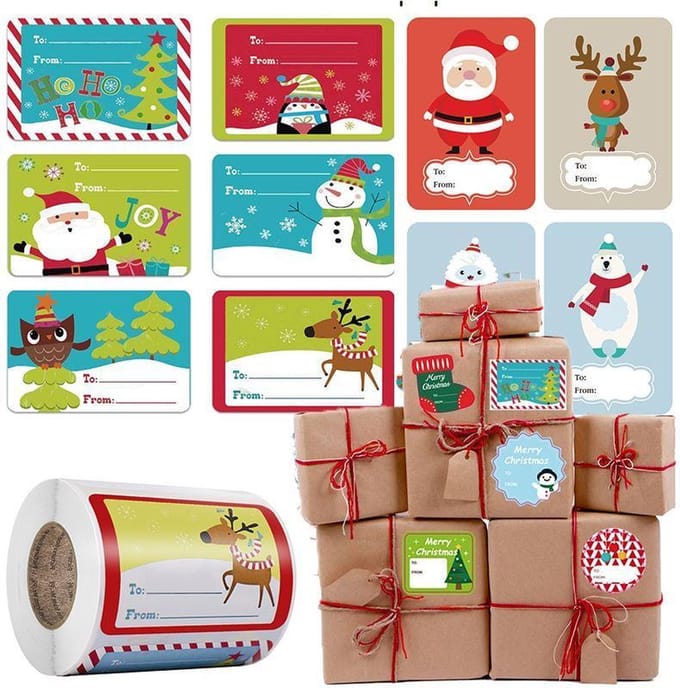Pippashop Kerst cadeau stickers - 250 stuks kerstlabels 7.5 x 5 cm