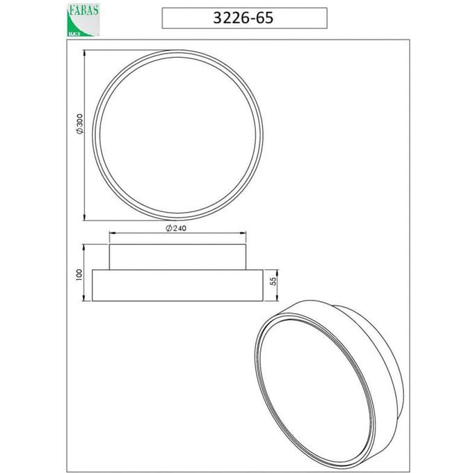 Fabas Luce Wandlamp Hatton, Ø 30 cm, sensor, 2 x E27, wit, IP65