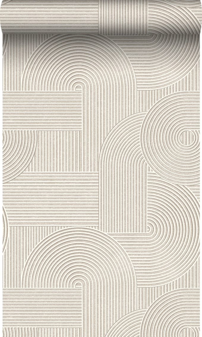 Origin Wallcoverings behang grafisch 3D motief warm grijs - 53 cm x 10.05 m - 348014
