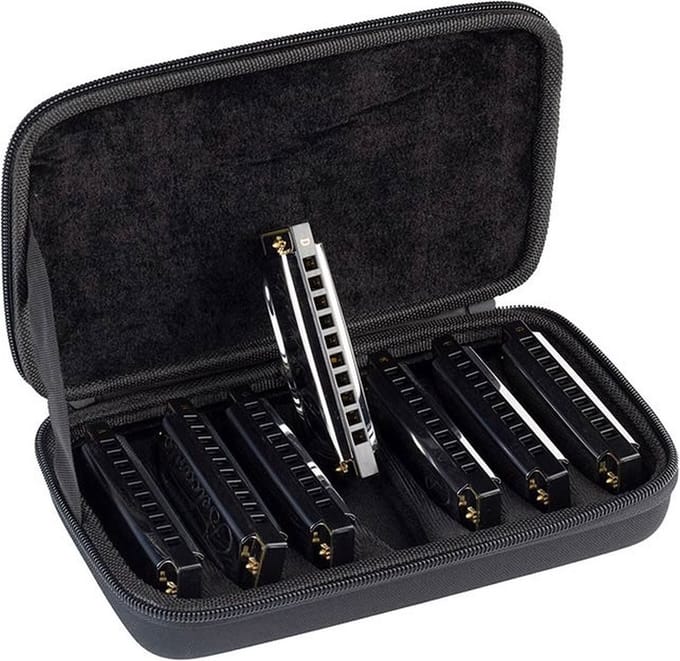 Mondharmonica Blues Harp SET met Koffer HRM-20-7 Belcanto