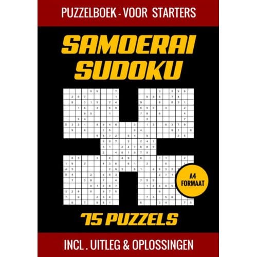 Samoerai Sudoku - Puzzelboek Voor Starters - 75 Puzzels - Puzzelboek Shop