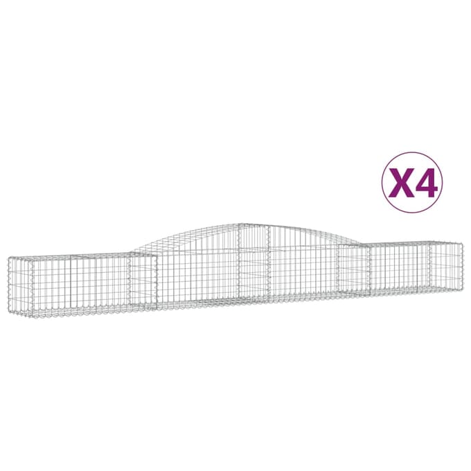 vidaXL - Schanskorven - 4 - st - gewelfd - 400x50x40/60 - cm - ijzer