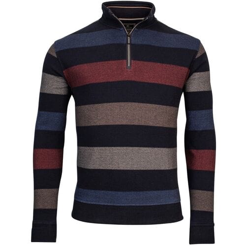 Baileys Trui Sweat Halfzip Jacquard Piqué Yarn Dyed Stripe Denim Blue / male