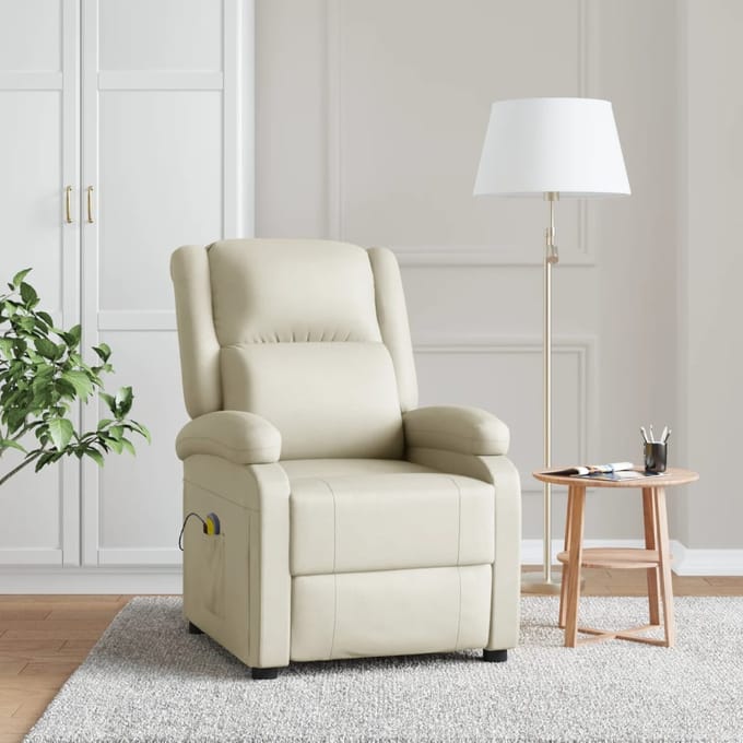 vidaXL Massagestoel kunstleer crèmekleurig