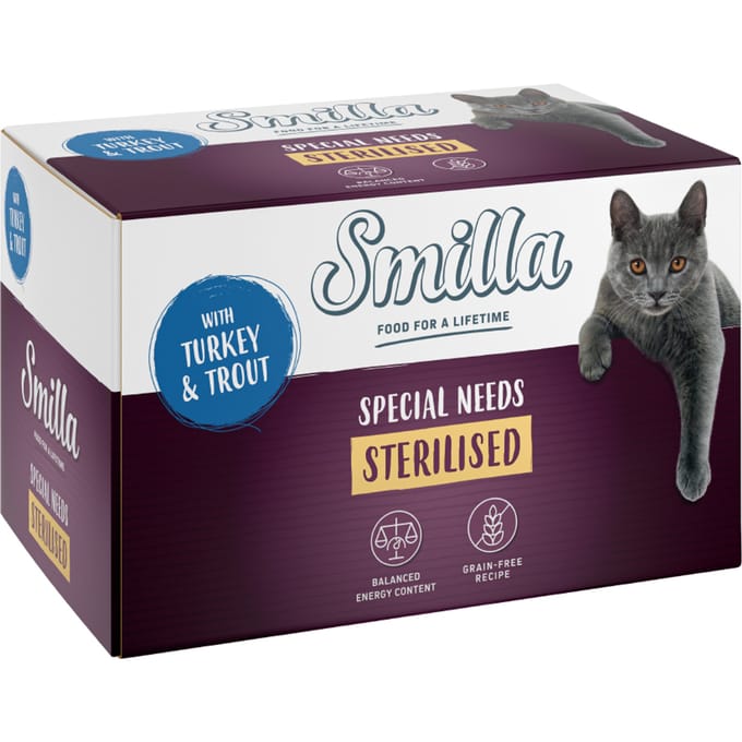 24x100g Kalkoen met Forel Smilla Sterilised Kattenvoer nat