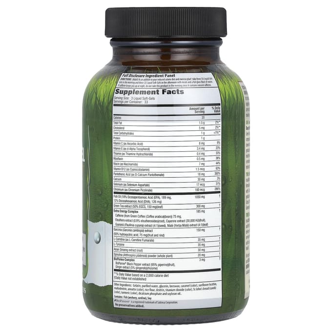 Irwin Naturals, Extra Energy Thermo-Fuel Max Fat Burner™, 100 vloeibare softgels