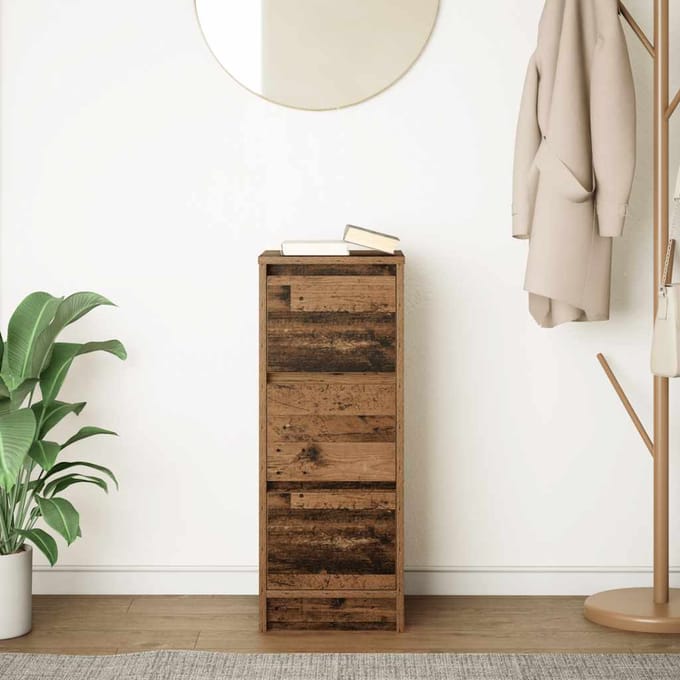 vidaXL - Dressoir - 29,5x34x76 - cm - bewerkt - hout - oud - houtkleurig