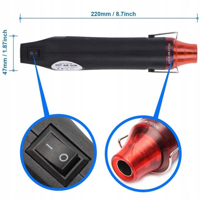 Rosfix Mini Heteluchtpistool Set - 300W Hot-Air - Krimpkousen 127 St 2:1 Ø2–13mm Polyolefine