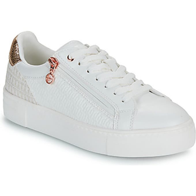 Tamaris dames sneakers met ros�kleurige details - Wit - Uitneembare zool