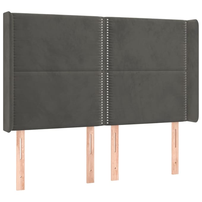 vidaXL - Hoofdbord - LED - 147x16x118/128 - cm - fluweel - donkergrijs