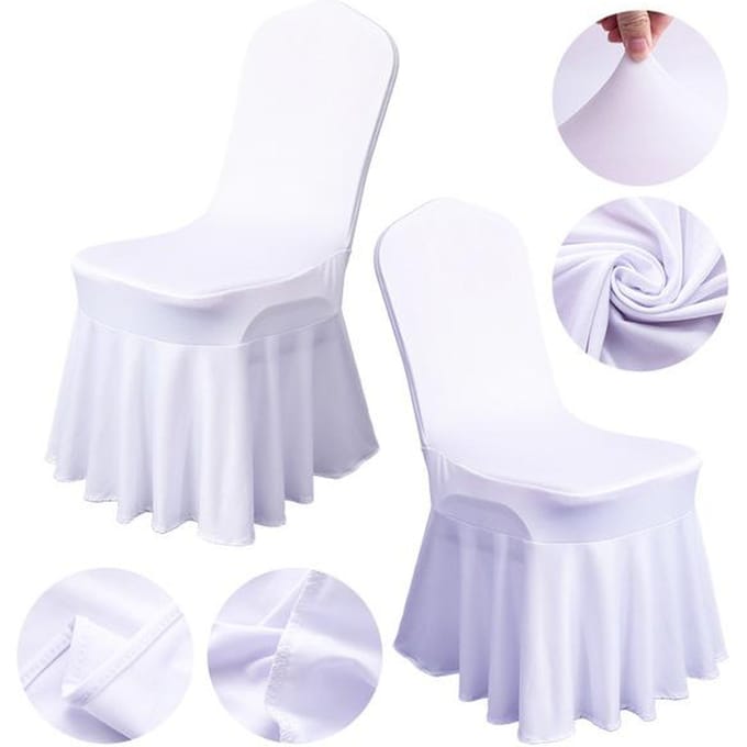 Bruiloft Spandex Stoelhoes Met Rok Geplooide Gerimpelde Lycra Elastische Stretch Feest Hotel Banketdecoratie