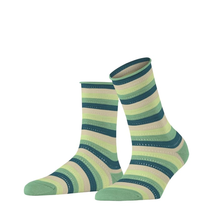 FALKE Dopamine Stripe gedessineerd lyocell sokken dames groen - maat 35-38