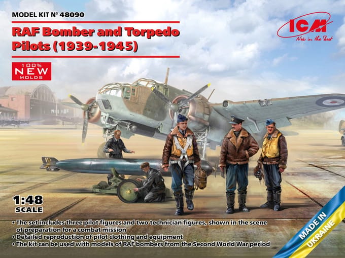 ICM Modelbouwpakket Militaire voertuigen - 48090 RAF bomber and Torpedo Pilots - 1939-1945 Plastic - 1:48 - Modelbouw