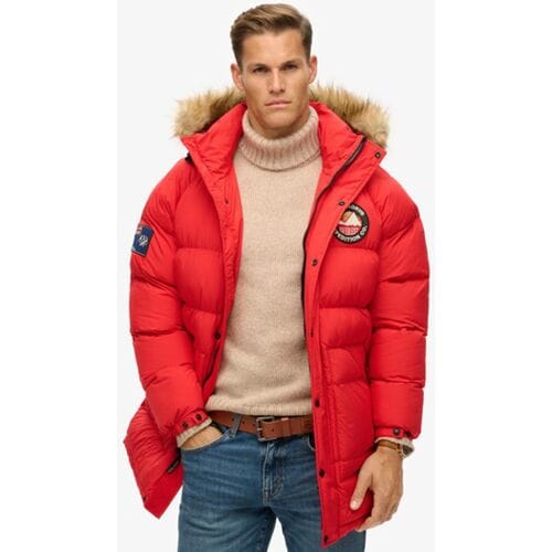 Superdry Lange Gewatteerde Everest Parka Rood Grootte: Xxl
