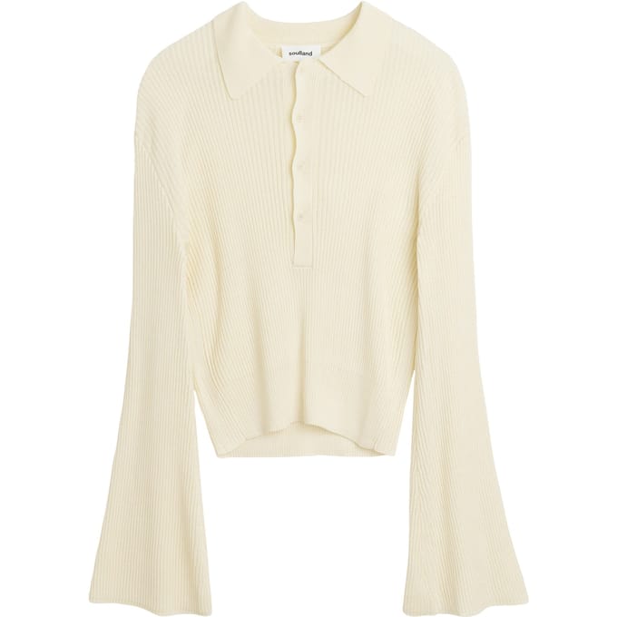 Soulland Kiki Polo Jumper Off White Maat: XXS/XS | Sweaters Outlet | Unisex | Wit