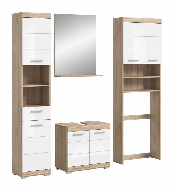 Lambada badkamercombinatie wit hoogglans MDF TZ wit NB - 34x190x191cm