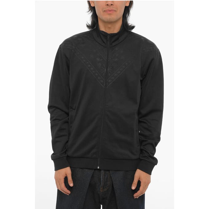 Effen sweatshirt met bandanamotief en ritssluiting in zwart
