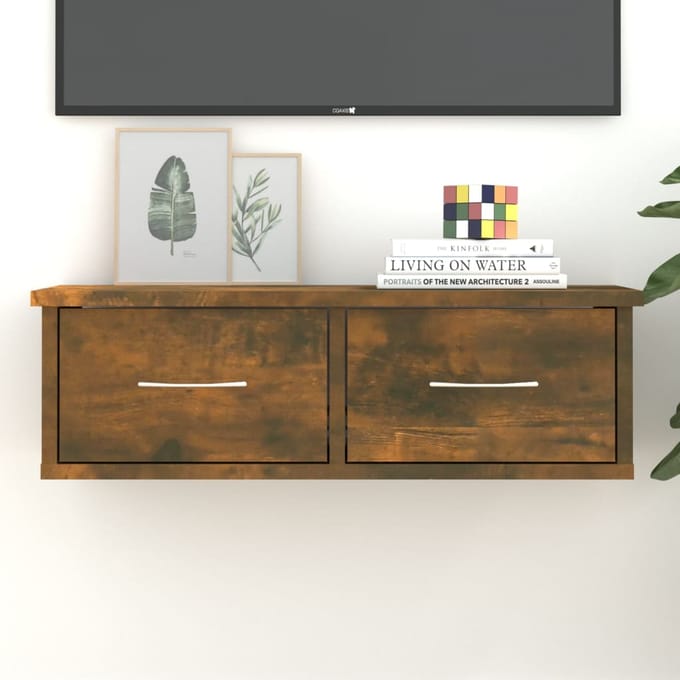 vidaXL - Wandkast - 60x26x18,5 - cm - bewerkt - hout - gerookt - eikenkleurig