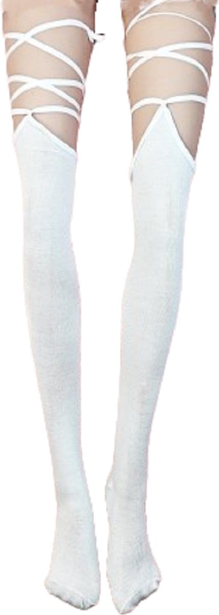 BamBella® - Erotische Dikke kousen dames - Sexy hoge sokken Wit