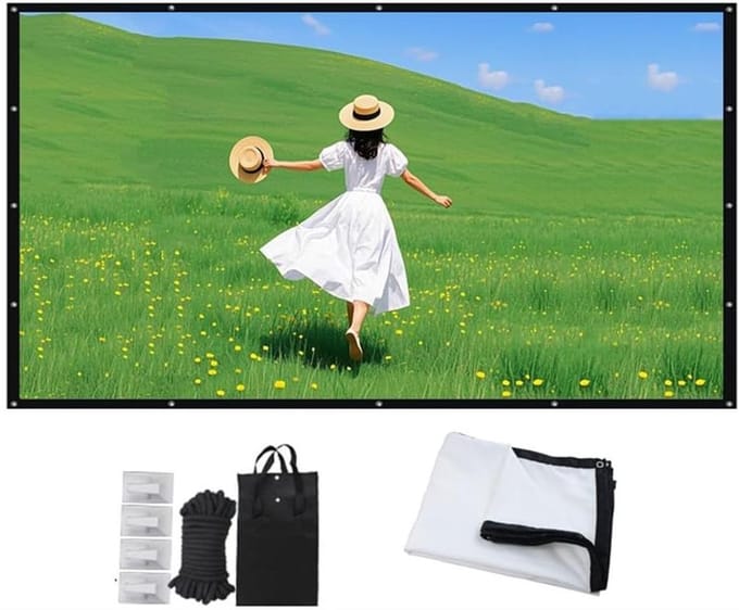 Projectiescherm Opvouwbaar - Beamer Scherm - Thuisbioscoop Creëren - Kreukvrij Polyester - 72 inch 16:9 - Wit