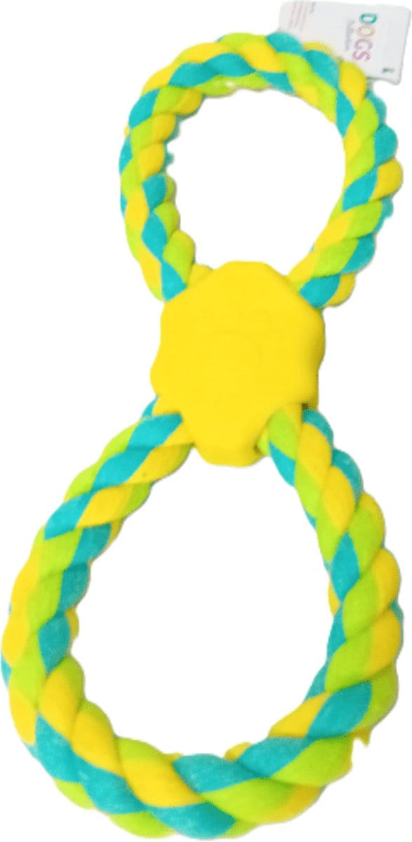 Dogs Collection - Trektouw met Rubber - Kauwgedeelte Geel - 32 & 41 cm