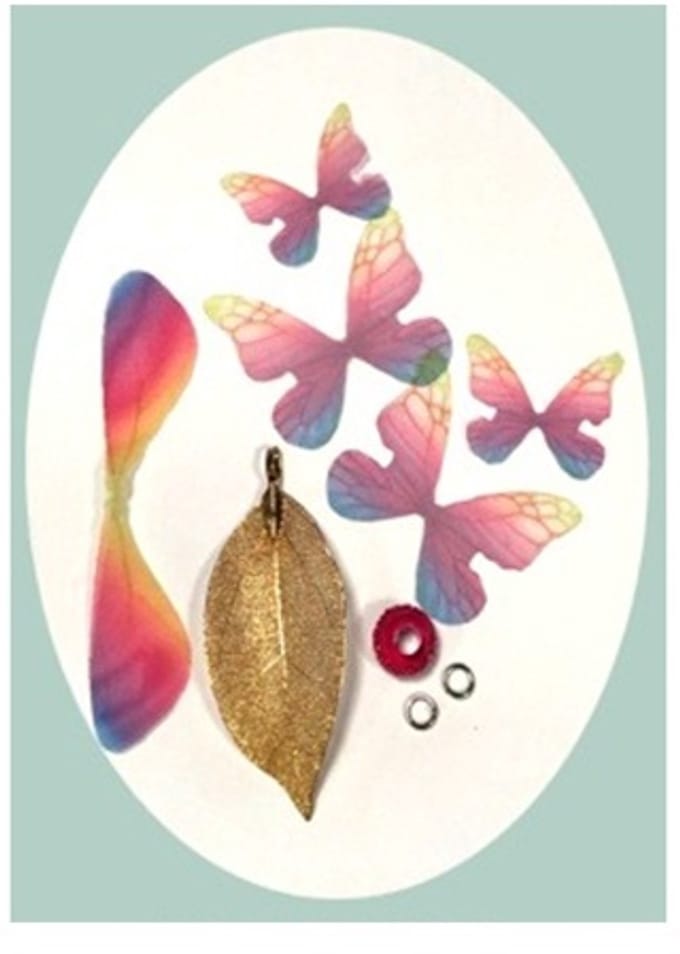 Real Leaves & Organza Butterflies Set