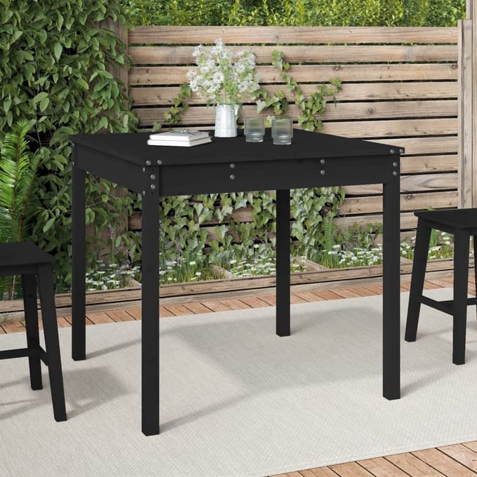 vidaXL - Tuintafel - 82,5x82,5x76 - cm - massief - grenenhout - zwart