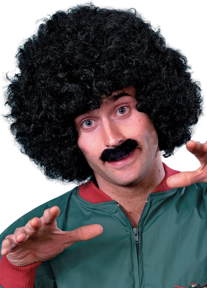 Smiffys - Scouser Pruik en Snor - Zwart