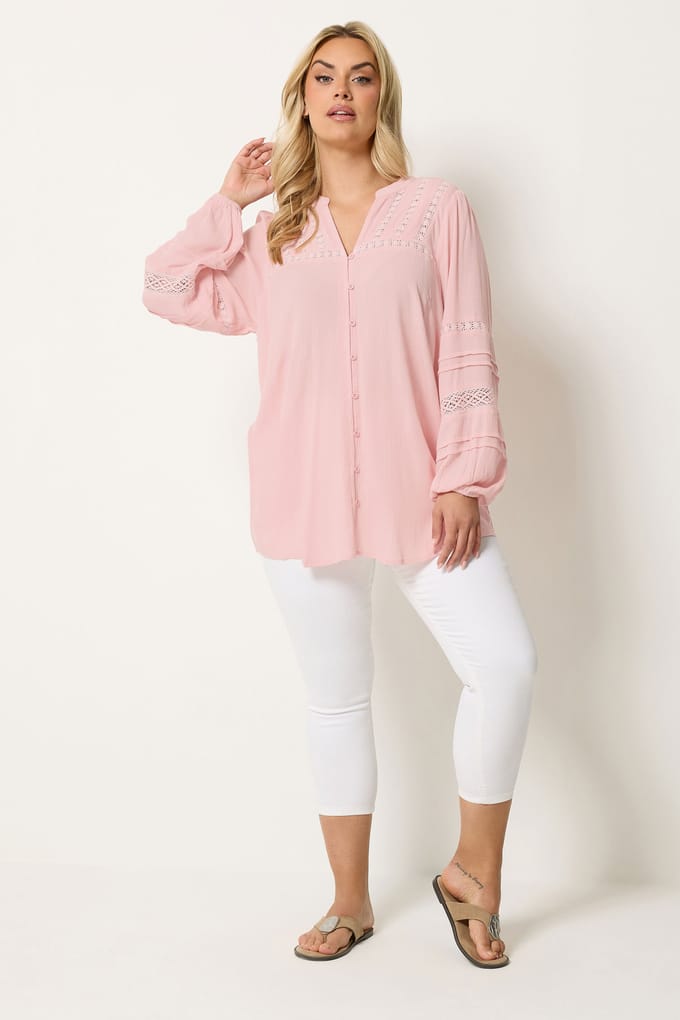 Yours Roze Gehaakte Top Met Inkeping In De Hals Size 50-52