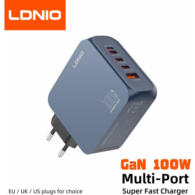 LDNIO Gan 100W snellader Type-C 65W 45W UK EU US Plug USB Multi-Port snellaadstation voor MacBook iPhone Xiaomi 65W EU Plug