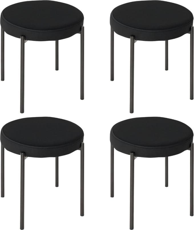 HOMCOM-Esszimmerhocker-Polyester, Metall-41,5L x 41,5B x 46H cm-Schwarz