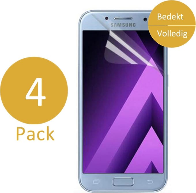 4x Screenprotector geschikt voor Samsung Galaxy A5 (2017) - Glas PET Folie Screenprotector Transparant 0.2mm 9H (Full Screen Protector)