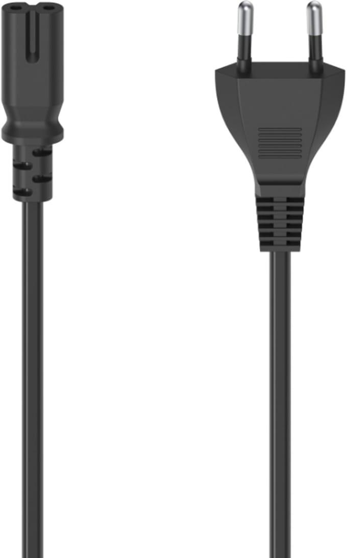 Hama Netsnoer Met Eurostekker 2-pins Stekker Dubbele Groef 5 M Zwart