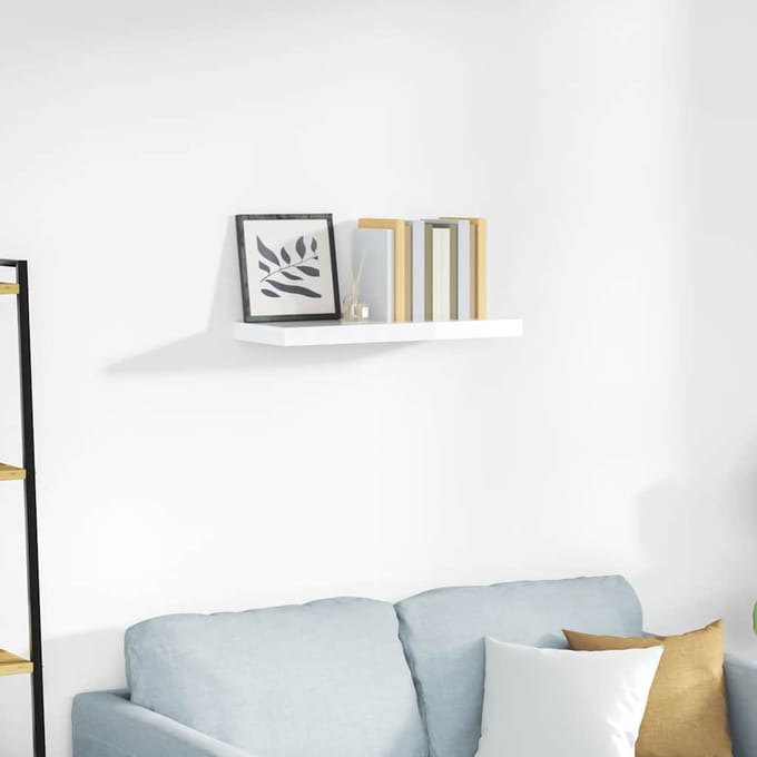 vidaXL - Wandschap - zwevend - 60x23,5x3,8 - cm - MDF - hoogglans - wit